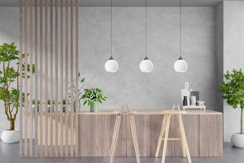 NOWOCZESNA LAMPA WISZĄCA KLOSZ SZKLANY KULA PRĄŻKI E27 GRAFIT CHROM BIAŁY BURSZTYN