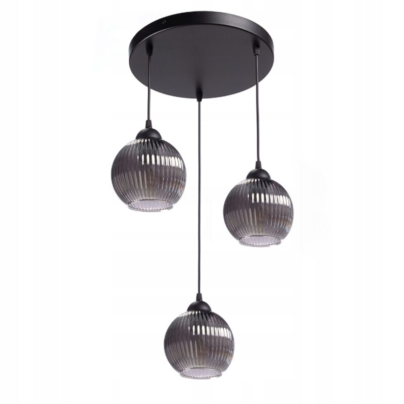 ff0cefeccb52b037f6a288aad2631700.jpg NOWOCZESNA LAMPA WISZĄCA KLOSZ SZKLANY KULA PRĄŻKI E27 GRAFIT CHROM BIAŁY BURSZTYN
