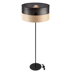 LAMPA STOJĄCA PODŁOGOWA DREWNO ABAŻUR Z DZIURKAMI 40CM E27