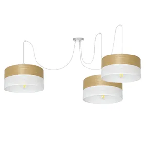 LAMPA WISZĄCA ŻYRANDOL SPIDER ABAŻUR Z DZIURKAMI DREWNO E27 5x30CM