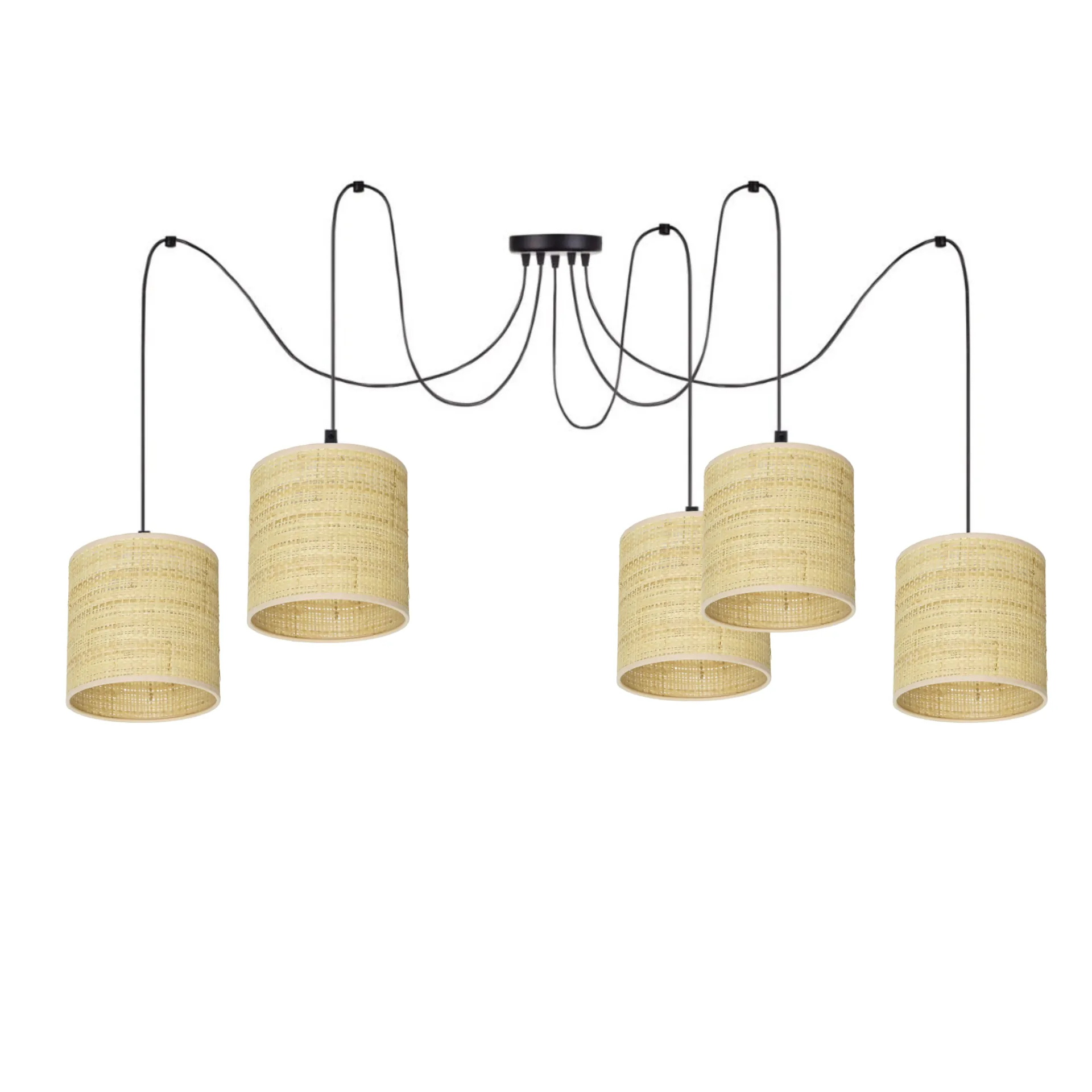 LAMPA WISZĄCA SPIDER ŻYRANDOL RATAN RATTAN BOHO LED ABAŻUR 15 CM / 20 CM / 30 CM