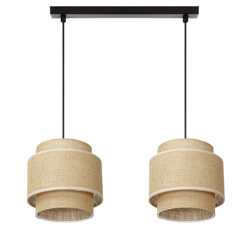 LAMPA WISZĄCA SUFITOWA JUTA BOHO JUTOWA PODWÓJNA