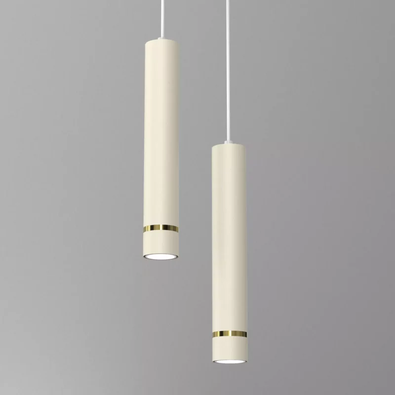 LAMPA WISZĄCA SUFITOWA TUBA ZWIS METAL BEŻOWA / KASZMIROWA