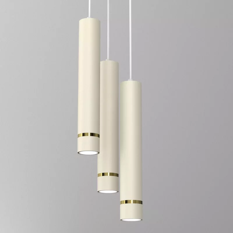 LAMPA WISZĄCA SUFITOWA TUBA ZWIS METAL BEŻOWA / KASZMIROWA