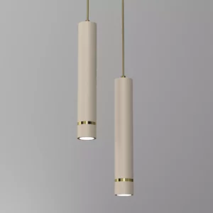 LAMPA WISZĄCA SUFITOWA TUBA ZWIS METAL BEŻOWA / KASZMIROWA