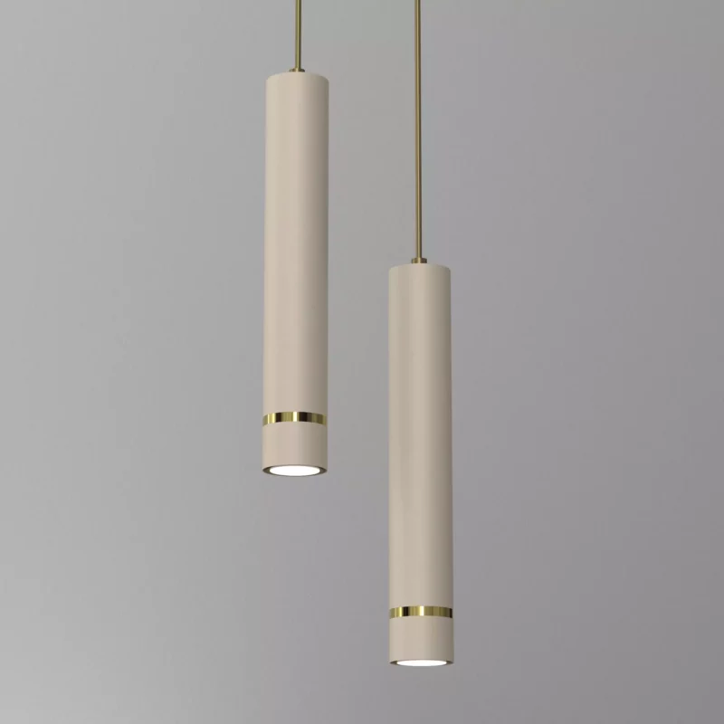 LAMPA WISZĄCA SUFITOWA TUBA ZWIS METAL BEŻOWA / KASZMIROWA