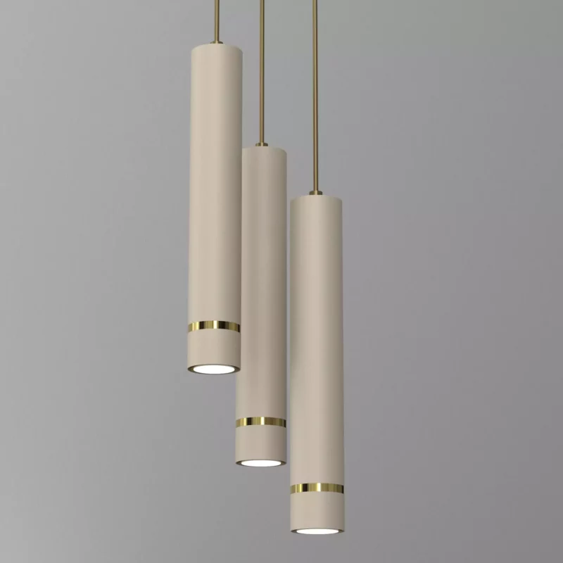 LAMPA WISZĄCA SUFITOWA TUBA ZWIS METAL BEŻOWA / KASZMIROWA