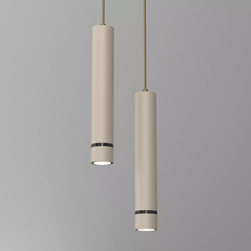 LAMPA WISZĄCA SUFITOWA TUBA ZWIS METAL BEŻOWA / KASZMIROWA