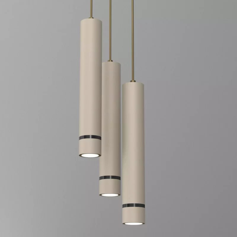 LAMPA WISZĄCA SUFITOWA TUBA ZWIS METAL BEŻOWA / KASZMIROWA