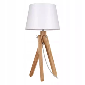 LAMPKA NOCNA STOŁOWA DREWNIANA OZDOBNA ABAŻUR E27 LED WARIANTY 63 CM