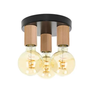 LAMPA WISZĄCA PLAFON LOFT DREWNO NA ŻARÓWKI 3xE27 LED OZDOBNA LAMPA