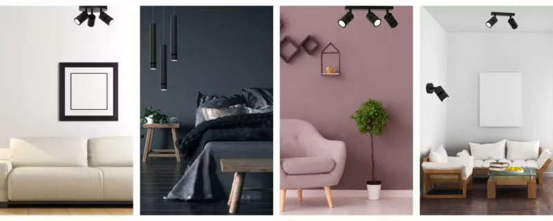 LAMPA SUFITOWA WISZĄCE TUBY SOPLE ŻYRANDOL LED  LISTWA CZARNA 3-PKT 4-PKT