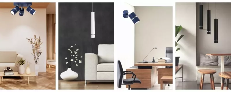 LAMPA SUFITOWA POTRÓJNY ZWIS TUBY GU10 LED GRANAT ZŁOTY / CHROM / WARIANTY