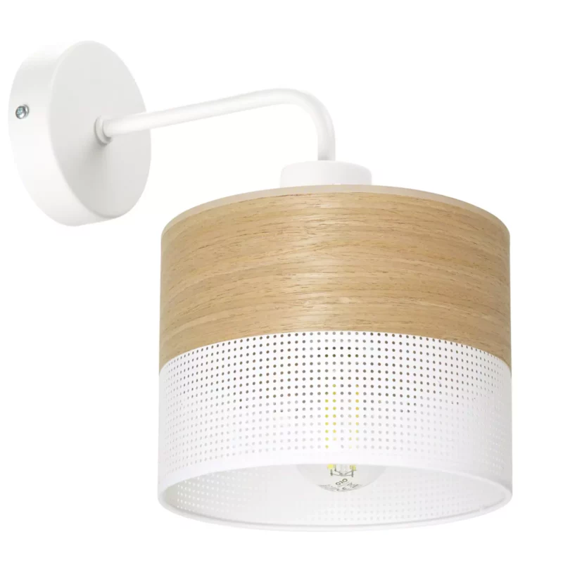 KINKIET LAMPKA ŚCIENNA AŻUR ABAŻUR 20 CM DZIURKI WTYCZKA DREWNO LOFT WARIANTY