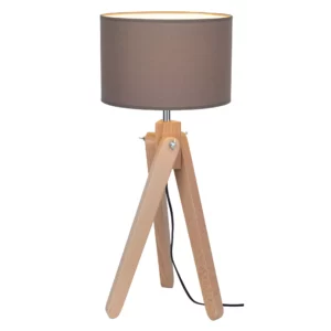 LAMPKA NOCNA STOŁOWA DREWNIANA OZDOBNA ABAŻUR E27 LED WARIANTY 63 CM