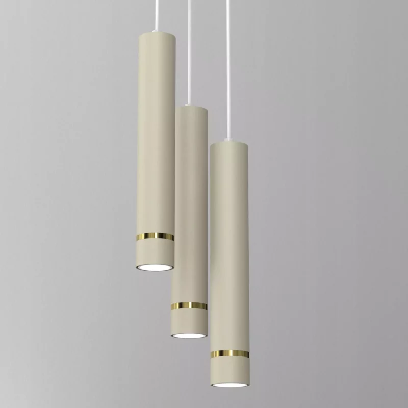 LAMPA WISZĄCA SUFITOWA TUBA ZWIS METAL BEŻOWA / KASZMIROWA