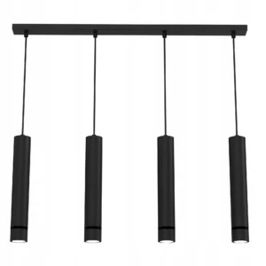 LAMPA SUFITOWA WISZĄCE TUBY SOPLE ŻYRANDOL LED  LISTWA CZARNA 3-PKT 4-PKT