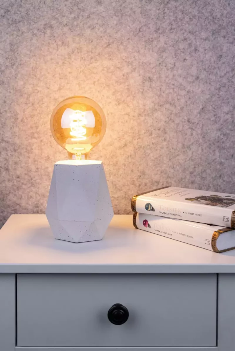 Lampa Stołowa Beton Diament Biały