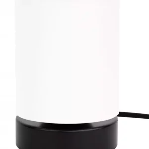 LAMPKA NOCNA STOŁOWA CZARNA OZDOBNA ABAŻUR BIAŁY TUBA E27 LED