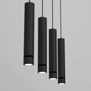 LAMPA SUFITOWA WISZĄCE TUBY SOPLE ŻYRANDOL LED  LISTWA CZARNA 3-PKT 4-PKT