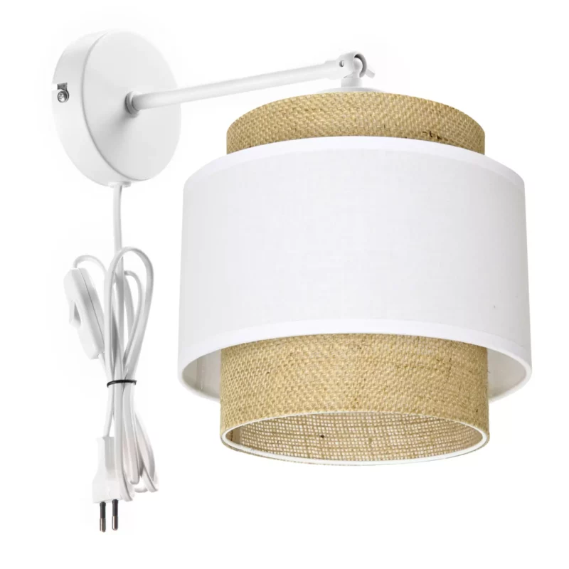 LAMPA ŚCIENNA KINKIET JUTA BOHO JUTOWA PODWÓJNA