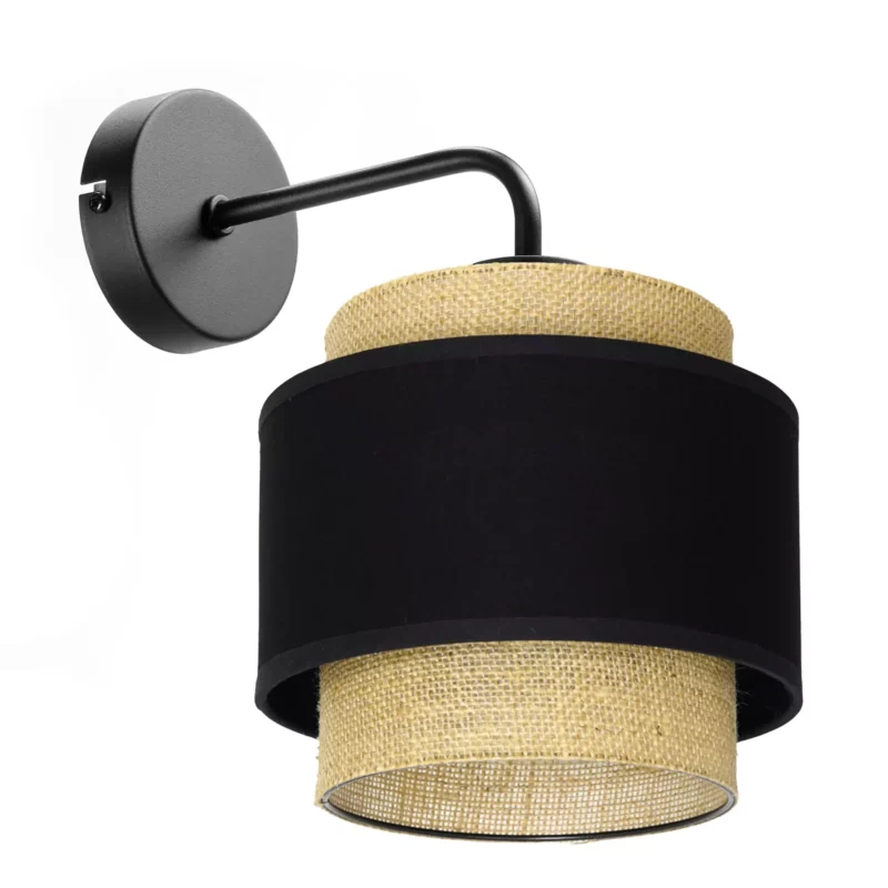 LAMPA ŚCIENNA KINKIET JUTA BOHO JUTOWA PODWÓJNA