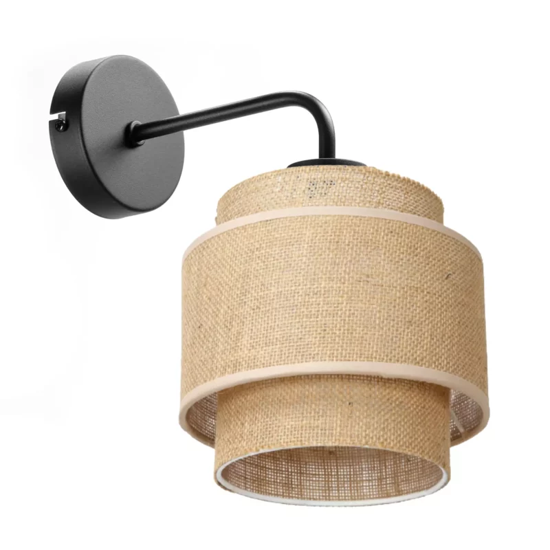 LAMPA ŚCIENNA KINKIET JUTA BOHO JUTOWA PODWÓJNA