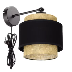 LAMPA ŚCIENNA KINKIET JUTA BOHO JUTOWA PODWÓJNA