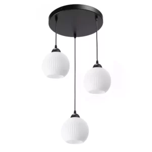 NOWOCZESNA LAMPA WISZĄCA KLOSZ SZKLANY KULA PRĄŻKI E27 GRAFIT CHROM BIAŁY BURSZTYN