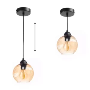 36 NOWOCZESNA LAMPA WISZĄCA KLOSZ SZKLANY KULA PRĄŻKI E27 BIAŁY GRAFIT BURSZTYN