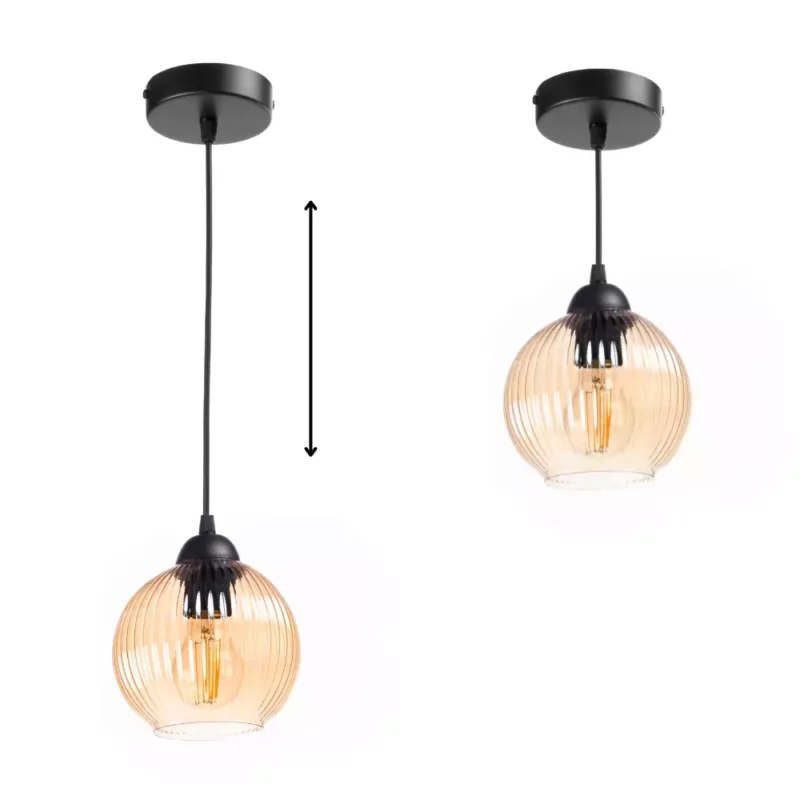 36 NOWOCZESNA LAMPA WISZĄCA KLOSZ SZKLANY KULA PRĄŻKI E27 BIAŁY GRAFIT BURSZTYN
