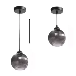 38 NOWOCZESNA LAMPA WISZĄCA KLOSZ SZKLANY KULA PRĄŻKI E27 BIAŁY GRAFIT BURSZTYN