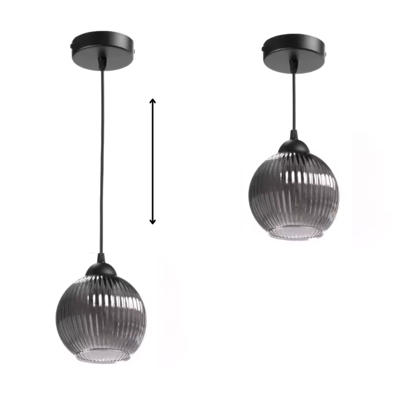 38 NOWOCZESNA LAMPA WISZĄCA KLOSZ SZKLANY KULA PRĄŻKI E27 BIAŁY GRAFIT BURSZTYN