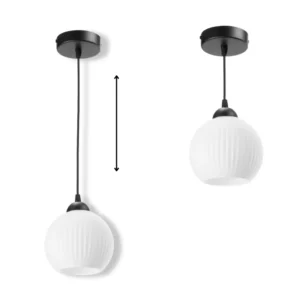 39 NOWOCZESNA LAMPA WISZĄCA KLOSZ SZKLANY KULA PRĄŻKI E27 BIAŁY GRAFIT BURSZTYN