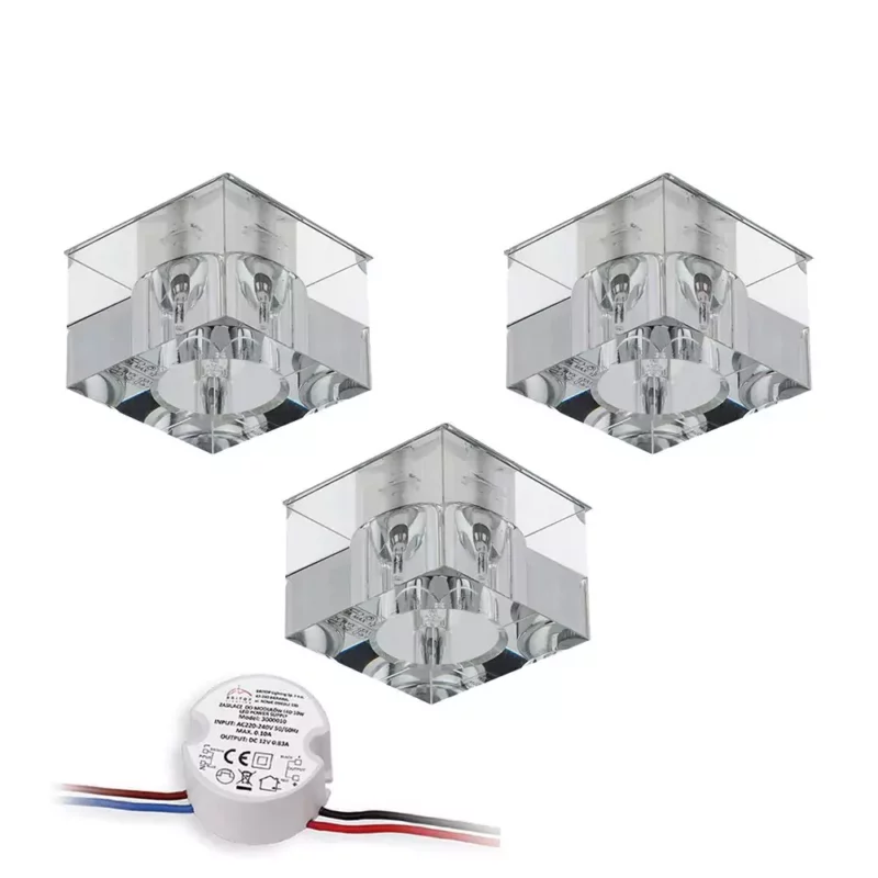 Zestaw Oczek 5xG4 LED 2,3W 3000K 230LM z zasilaczem Chrom Metal/Szkło
