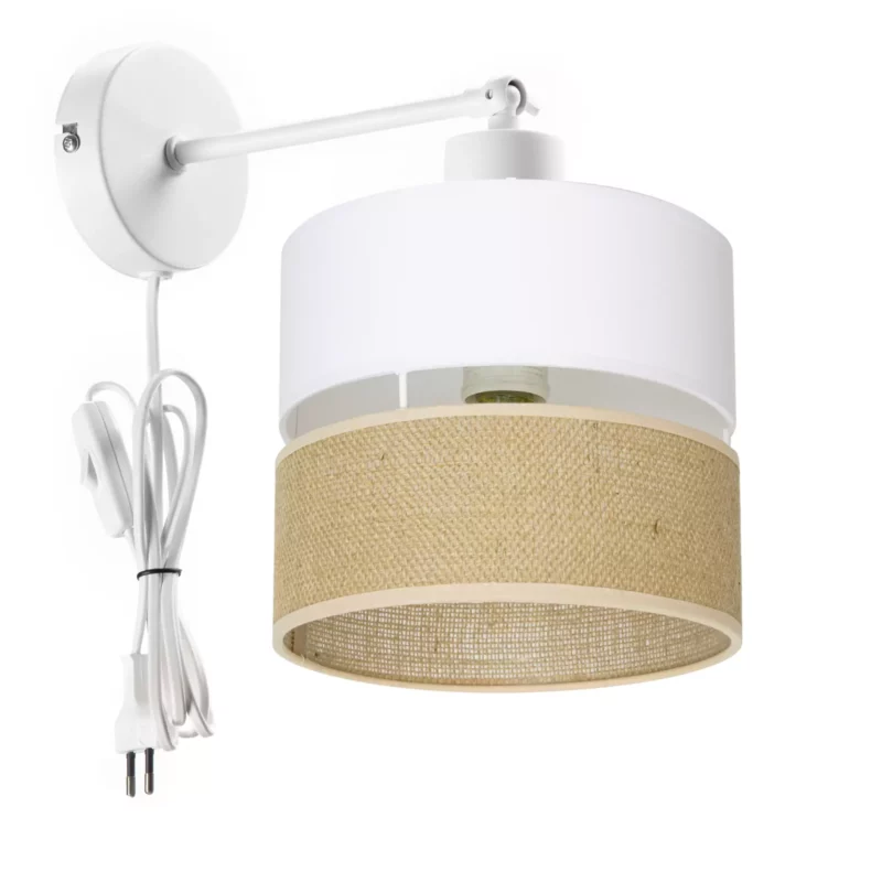 LAMPA ŚCIENNA KINKIET JUTA BOHO JUTOWA DUO PASY