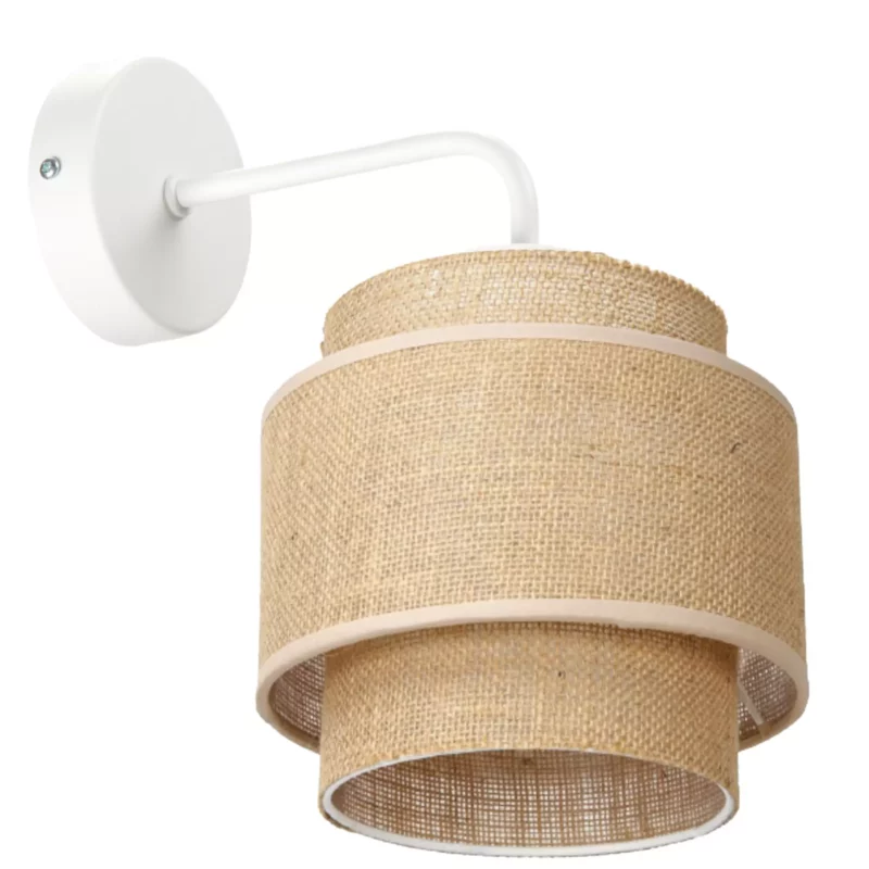 LAMPA ŚCIENNA KINKIET JUTA BOHO JUTOWA PODWÓJNA