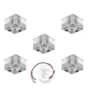 Zestaw Oczek 5xG4 LED 2,3W 3000K 230LM z zasilaczem Chrom Metal/Szkło