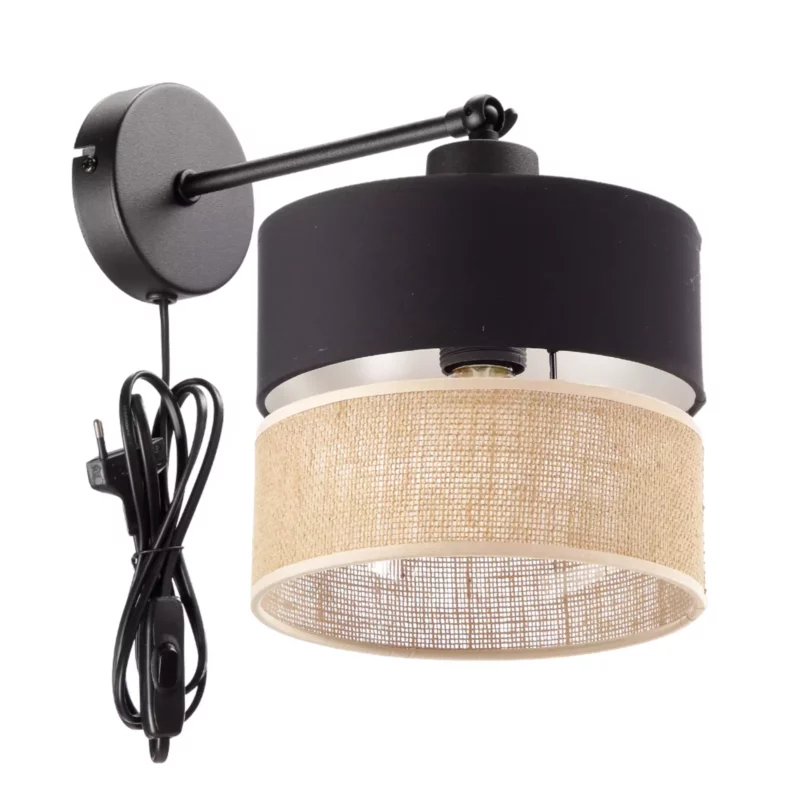LAMPA ŚCIENNA KINKIET JUTA BOHO JUTOWA DUO PASY