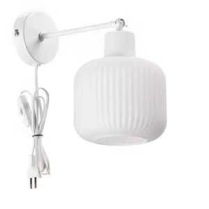 LAMPA ŚCIENNA KINKIET SZKLANY KLOSZ BECZKA PRĄŻKI E27 GRAFIT / BURSZTYN / BIAŁY