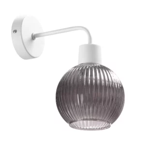 LAMPA ŚCIENNA KINKIET SZKLANY KLOSZ SZKLANY KULA PRĄŻKI E27 GRAFIT / BIAŁY / BURSZTYN