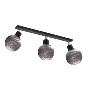 LAMPA SUFITOWA PLAFON SUFITOWY KLOSZ SZKLANY RYFLOWANY KULA PRĄŻKI E27 BURSZTYN