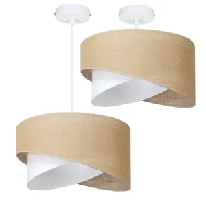 LAMPA WISZĄCA ABAŻUR JUTA SKOS 45CM ASYMETRYCZNA E27