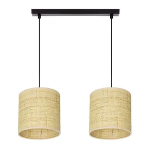LAMPA WISZĄCA SUFITOWA ABAŻUR RATAN RATTAN BOHO LED