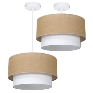 LAMPA WISZĄCA ABAŻUR JUTA SKOS 45CM ASYMETRYCZNA E27