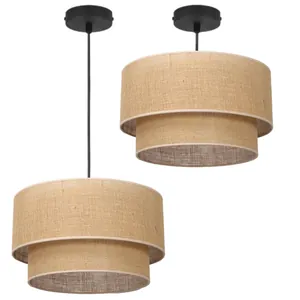 LAMPA WISZĄCA ABAŻUR JUTA SKOS 45CM ASYMETRYCZNA E27